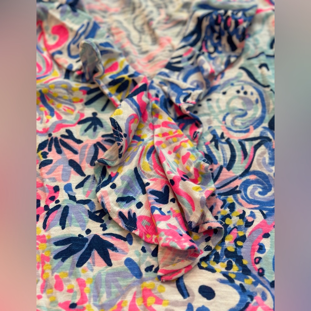 Lilly Pulitzer Medium cover up Shay Dress "Multi So Sofishticated" PTP 17" - Picture 2 of 8